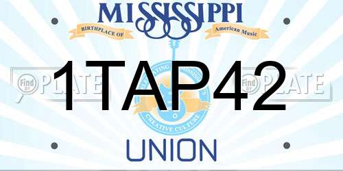 1TAP42 Mississippi License Plate