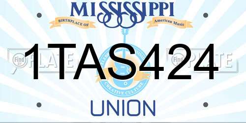 1TAS424 Mississippi License Plate