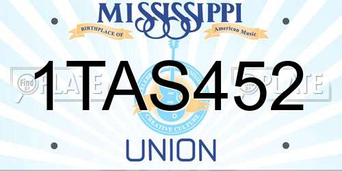 1TAS452 Mississippi License Plate