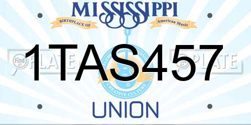 1TAS457 Mississippi License Plate