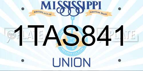 1TAS841 Mississippi License Plate