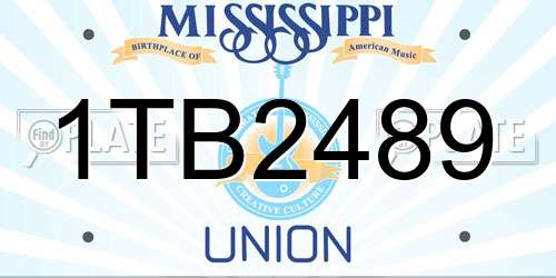 1TB2489 Mississippi License Plate