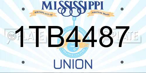 1TB4487 Mississippi License Plate