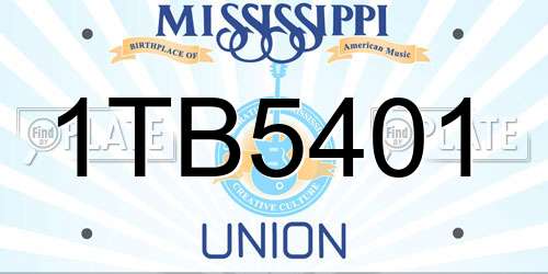 1TB5401 Mississippi License Plate
