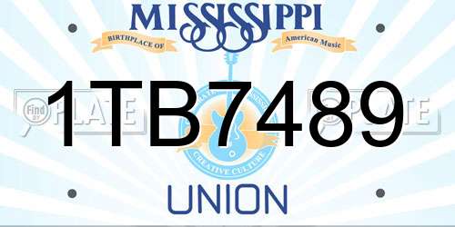 1TB7489 Mississippi License Plate