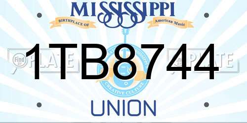 1TB8744 Mississippi License Plate
