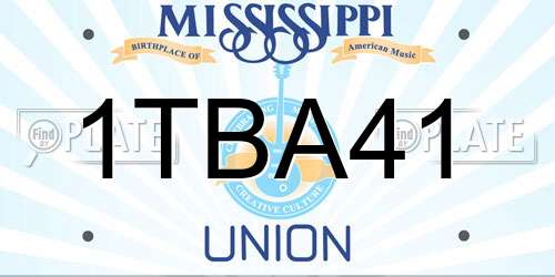 1TBA41 Mississippi License Plate