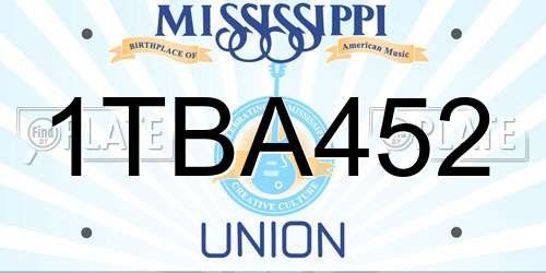 1TBA452 Mississippi License Plate