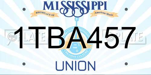 1TBA457 Mississippi License Plate