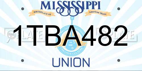 1TBA482 Mississippi License Plate
