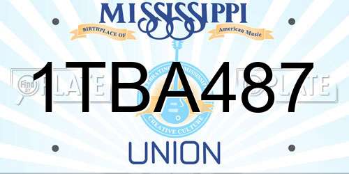 1TBA487 Mississippi License Plate