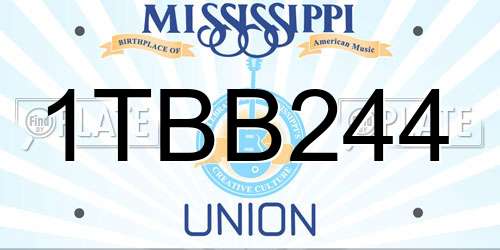 1TBB244 Mississippi License Plate