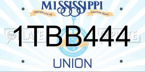 1TBB444 Mississippi License Plate