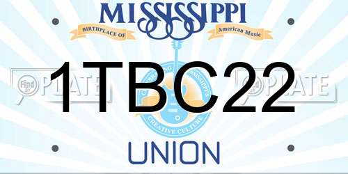1TBC22 Mississippi License Plate