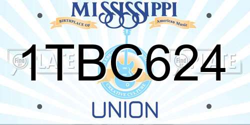 1TBC624 Mississippi License Plate