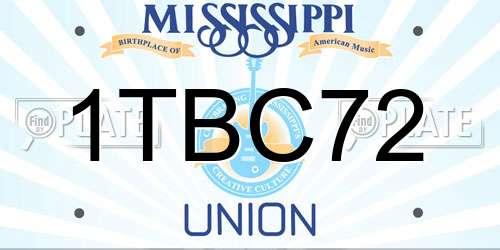1TBC72 Mississippi License Plate