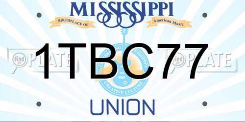1TBC77 Mississippi License Plate