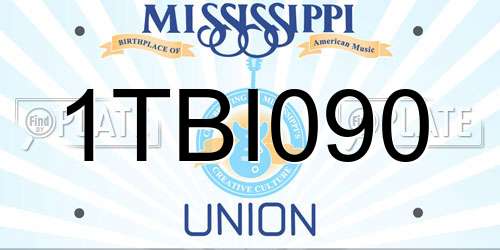 1TBI090 Mississippi License Plate