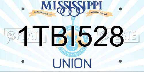 1TBI528 Mississippi License Plate