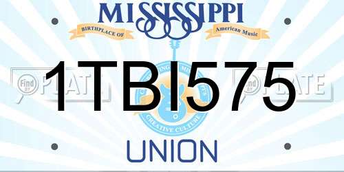 1TBI575 Mississippi License Plate