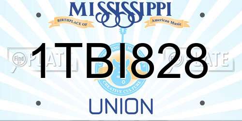 1TBI828 Mississippi License Plate