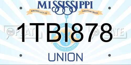 1TBI878 Mississippi License Plate