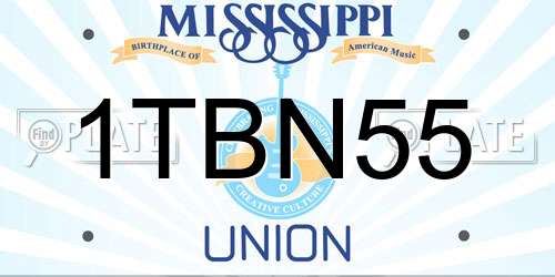 1TBN55 Mississippi License Plate