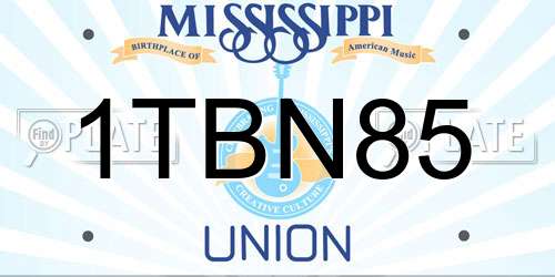 1TBN85 Mississippi License Plate