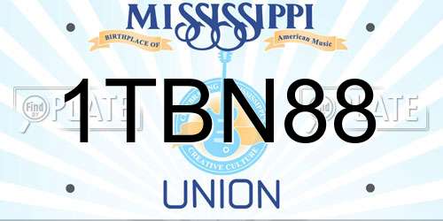 1TBN88 Mississippi License Plate