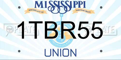 1TBR55 Mississippi License Plate