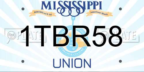 1TBR58 Mississippi License Plate