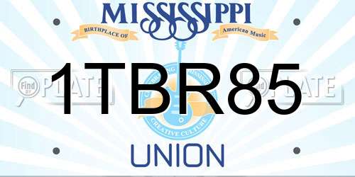 1TBR85 Mississippi License Plate