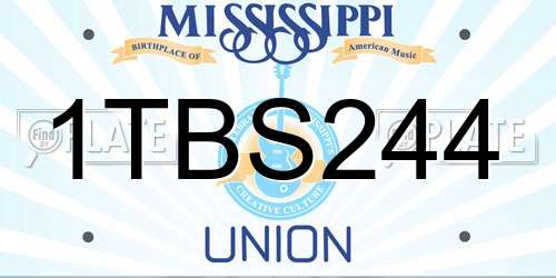 1TBS244 Mississippi License Plate