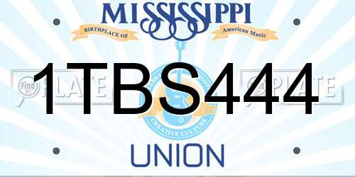 1TBS444 Mississippi License Plate