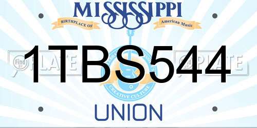 1TBS544 Mississippi License Plate