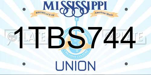 1TBS744 Mississippi License Plate