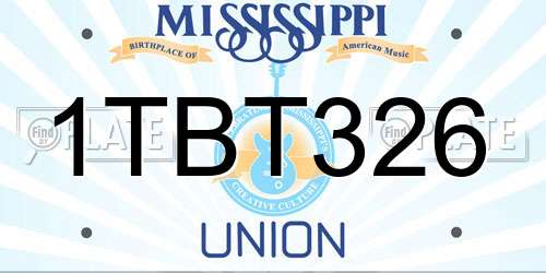 1TBT326 Mississippi License Plate