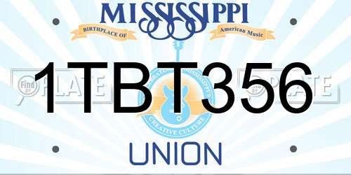 1TBT356 Mississippi License Plate