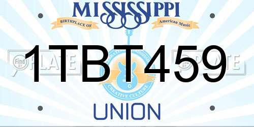 1TBT459 Mississippi License Plate