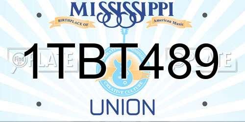 1TBT489 Mississippi License Plate