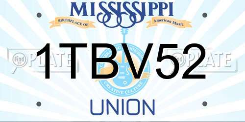 1TBV52 Mississippi License Plate