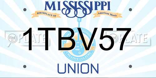 1TBV57 Mississippi License Plate