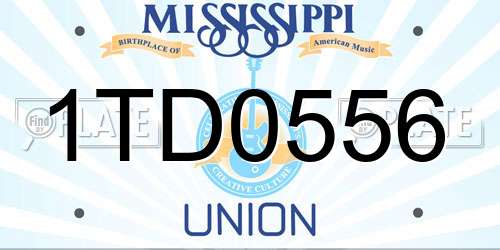 1TD0556 Mississippi License Plate
