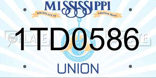 1TD0586 Mississippi License Plate