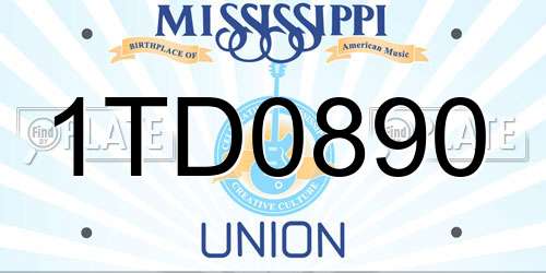 1TD0890 Mississippi License Plate