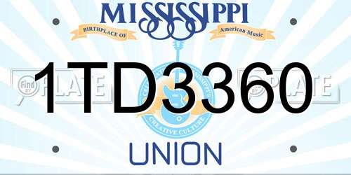 1TD3360 Mississippi License Plate