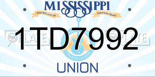 1TD7992 Mississippi License Plate