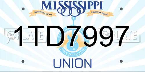 1TD7997 Mississippi License Plate
