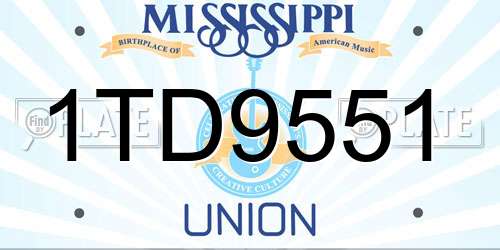1TD9551 Mississippi License Plate