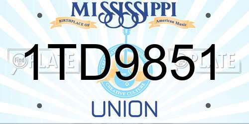 1TD9851 Mississippi License Plate